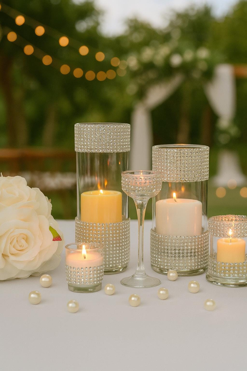 Set of 3-Wedding decors,Bridal shower,Rhinestone Centerpieces,glass Vase with bling,Glam Vase,wedding,bling vase,table centerpiece,bling