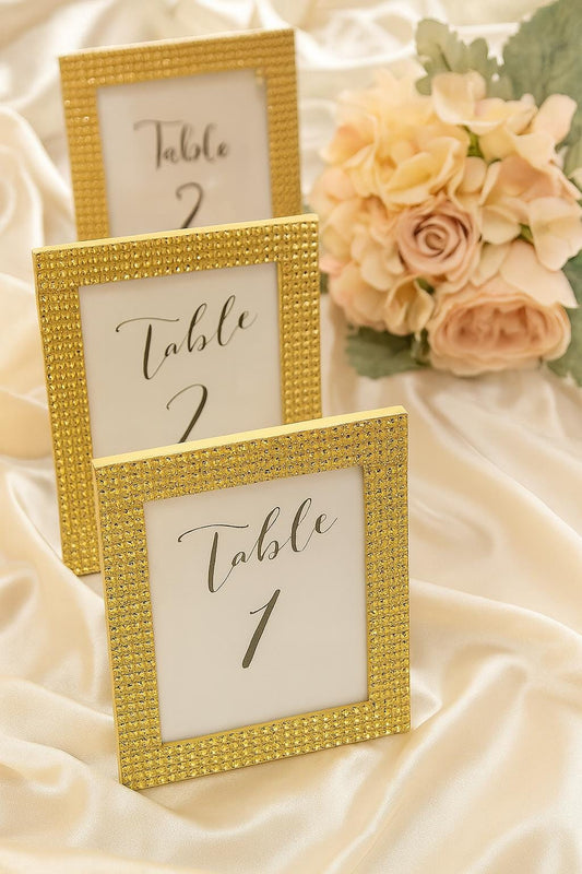 Set of 10 Rhinestone Table Numbers, Bling Guest Book Sign, Sparkle Wedding Decor, Bridal Shower Place Card Holders,  Place Card Holders