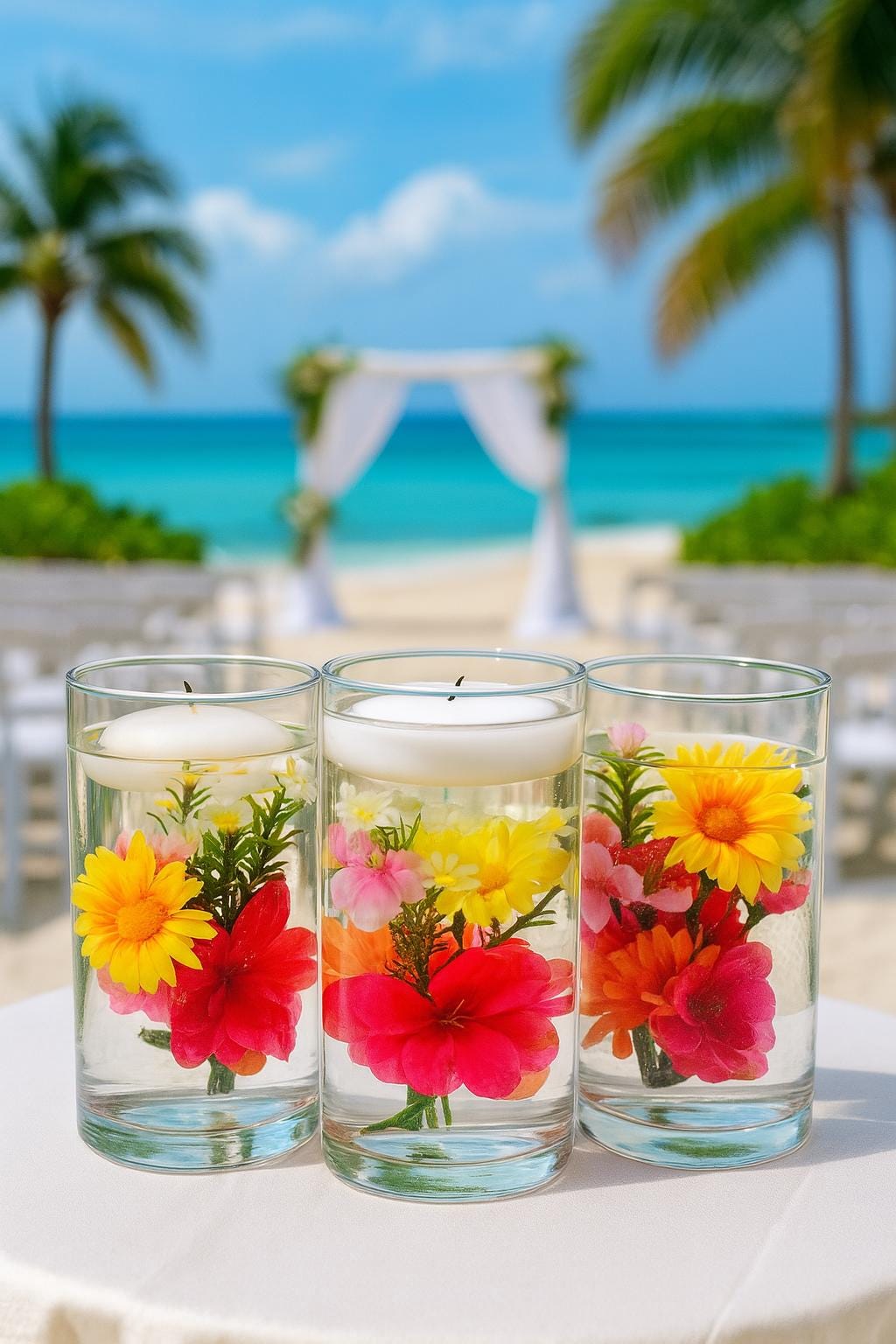 Silk Floral Wedding Centerpiece, Tall Cylinder Vase Decor, Faux Flower Arrangement for Wedding or Home decor, glass Wedding centerpieces