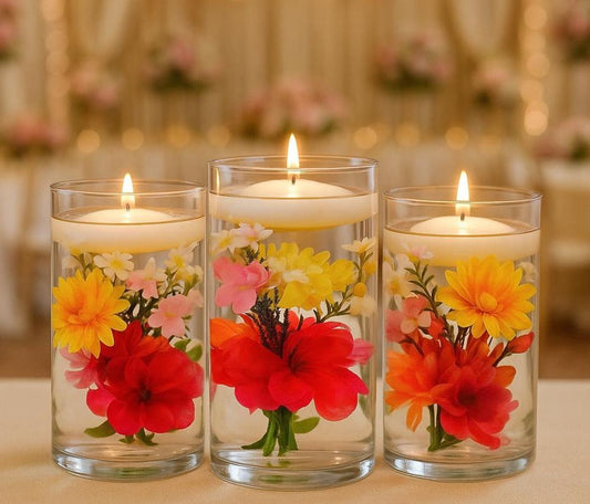 Silk Floral Wedding Centerpiece, Tall Cylinder Vase Decor, Faux Flower Arrangement for Wedding or Home decor, glass Wedding centerpieces